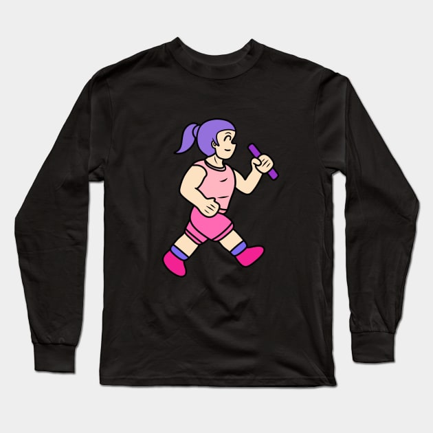 Cute track and field girl Long Sleeve T-Shirt by Andrew Hau